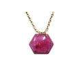18k Gold Ruby Hexagon Pendant: July Birthstone Charm