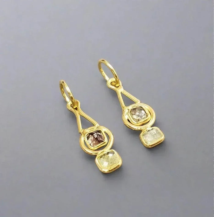 18K Gold Rustic Diamond Pendant Handmade jewelry findings - K Jewelry Accessories