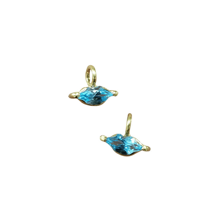 18k Gold Sky Blue Topaz Charm Lip Shape Designer - K Jewelry Accessories