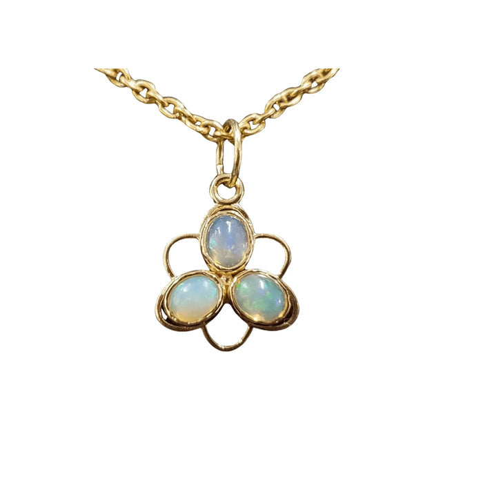 18k Gold Trinity Ethiopian Opal Pendant Floral For Her - K Jewelry Accessories
