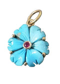 18k Gold Turquoise Flower Pendant: Arizona Sleeping Beauty Ruby Gemstone - K Jewelry Accessories