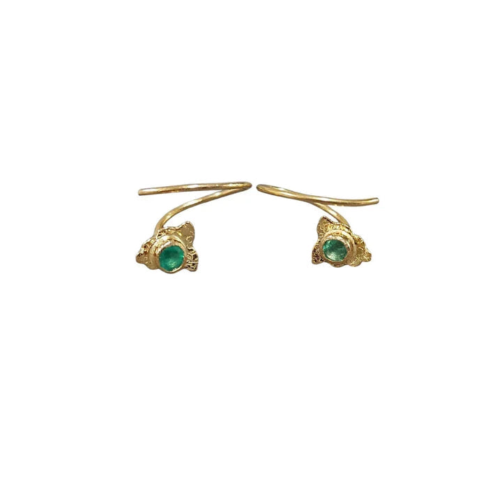 18k Gold Twisted Earrings: Zambian Emerald Earwire - K Jewelry Accessories