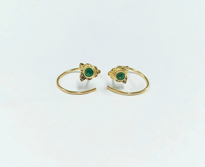 18k Gold Twisted Earrings: Zambian Emerald Earwire - K Jewelry Accessories