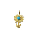 18k Gold Vermeil Turquoise Flower Charm - K Jewelry Accessories