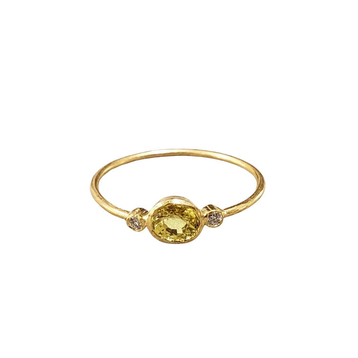 18k Gold Yellow Sapphire and Diamond Ring - K Jewelry Accessories