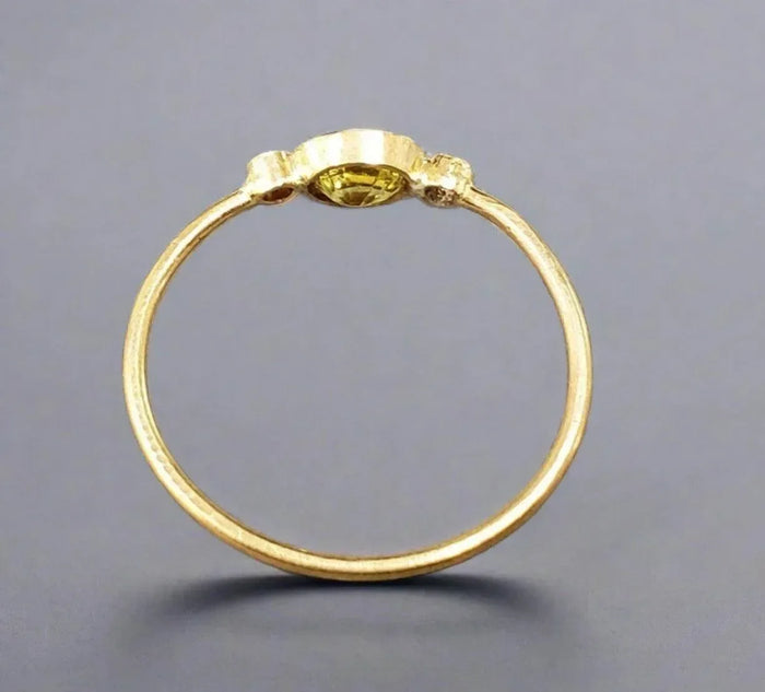 18k Gold Yellow Sapphire and Diamond Ring - K Jewelry Accessories
