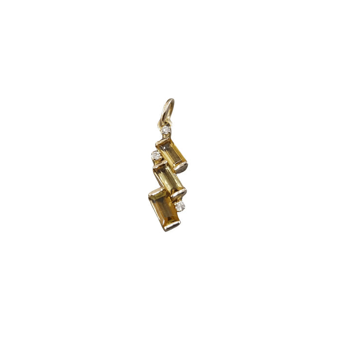 18k Gold Yellow Tourmaline & Diamond Pendant 3 stone - K Jewelry Accessories