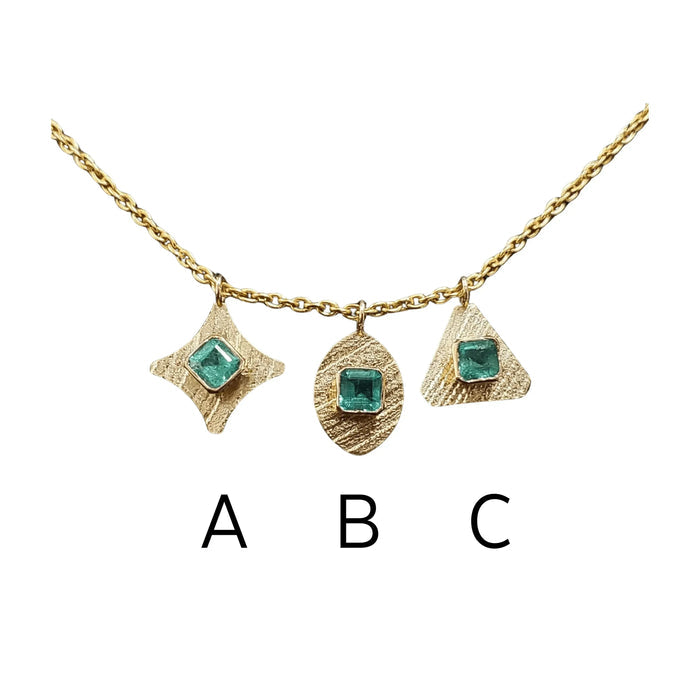 18k Gold Zambian Emerald Charm Pendant - K Jewelry Accessories