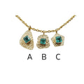 18k Gold Zambian Emerald Charm Pendant - K Jewelry Accessories