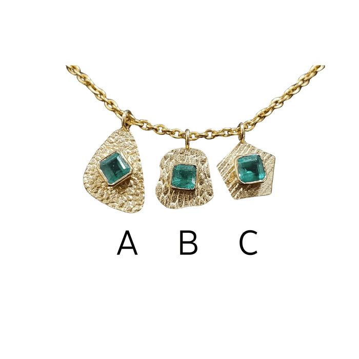 18k Gold Zambian Emerald Charm Pendant - K Jewelry Accessories