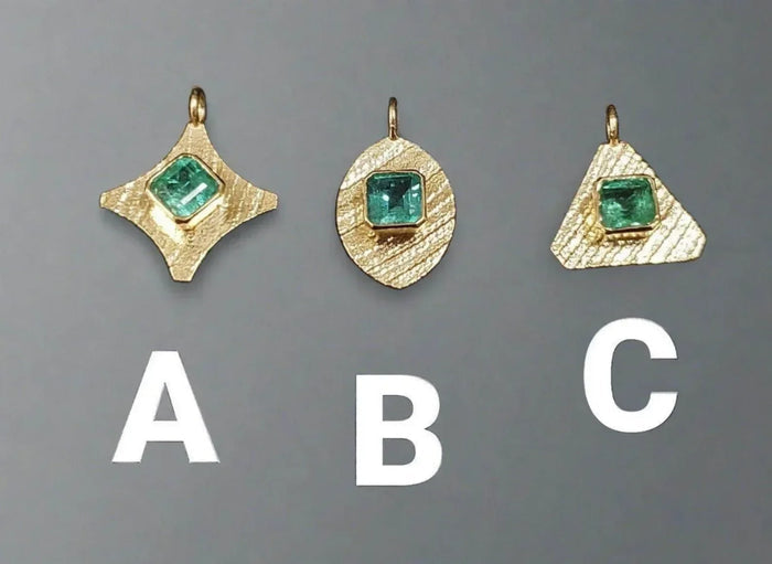 18k Gold Zambian Emerald Charm Pendant - K Jewelry Accessories