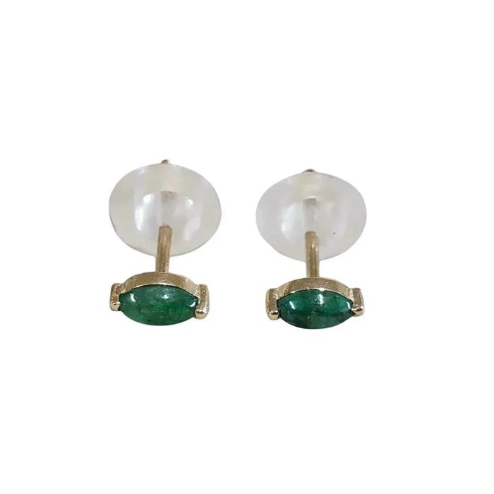 18k Gold Zambian Emerald Marquise Stud Earrings: Minimalist Fine Jewelry - K Jewelry Accessories