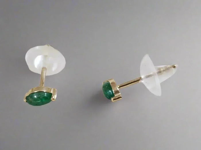 18k Gold Zambian Emerald Marquise Stud Earrings: Minimalist Fine Jewelry - K Jewelry Accessories