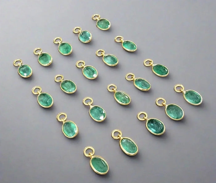 18k Gold Zambian Emerald Pendant Charms for Unisex - K Jewelry Accessories
