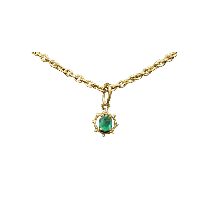 18k Gold Zambian Emerald Pendant Cute Charm - K Jewelry Accessories