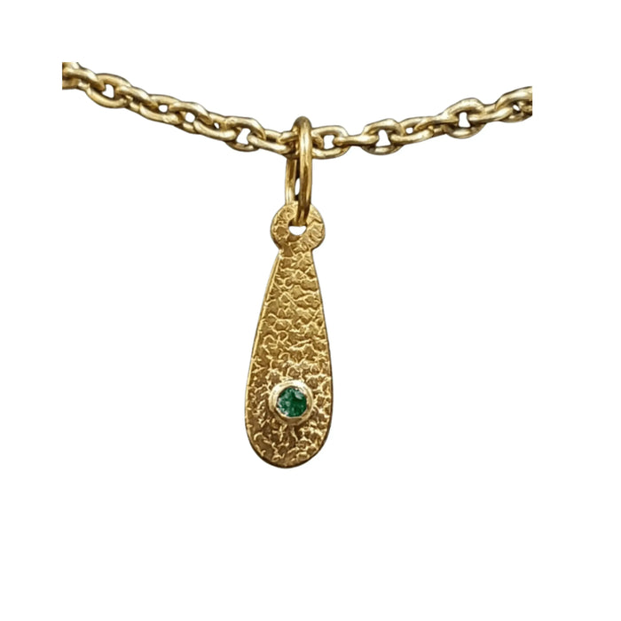 18k Gold Zambian Emerald Pendant Hammered easy to use - K Jewelry Accessories
