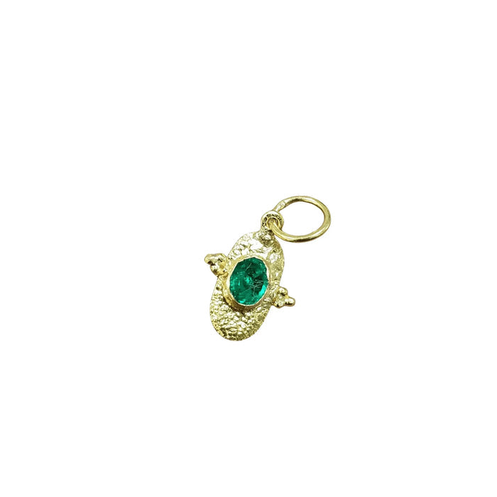 18k Gold Zambian Emerald Pendant Hammered Jewelry - K Jewelry Accessories