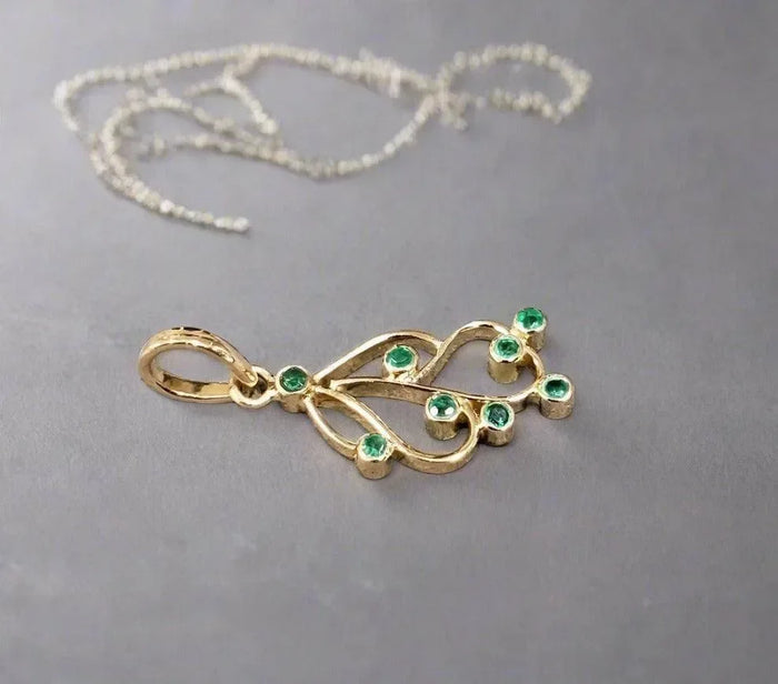 18k Gold Zambian Emerald Pendant Jewelry Designer piece - K Jewelry Accessories