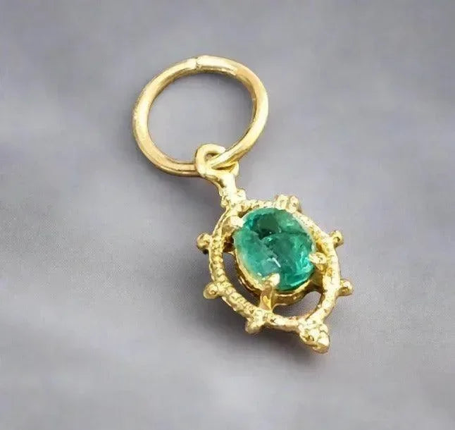 18k Gold Zambian Emerald Pendant Natural Stone Jewelry - K Jewelry Accessories