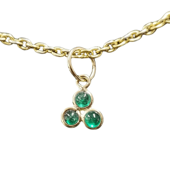 18k Gold Zambian emerald pendant Three stone Charm - K Jewelry Accessories