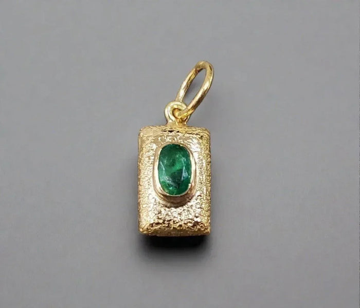 18k Gold Zambian Emerald Stone Pendant Charm For Her - K Jewelry Accessories