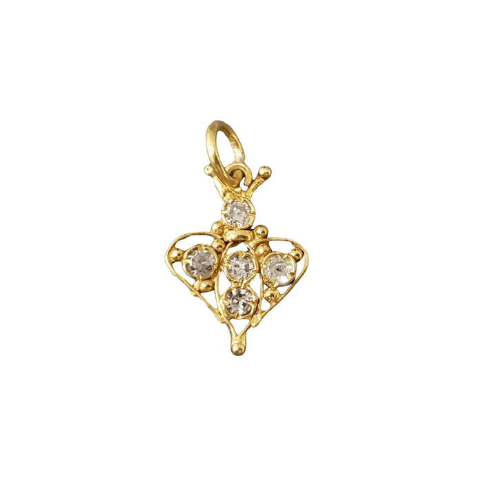 18k Golden Diamond Pendant Heart Shaped Charm for Her - K Jewelry Accessories