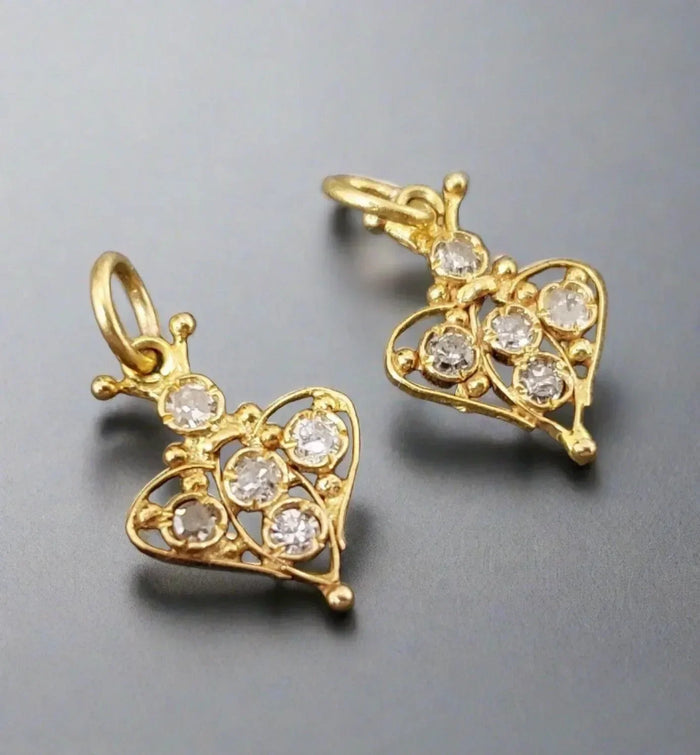 18k Golden Diamond Pendant Heart Shaped Charm for Her - K Jewelry Accessories
