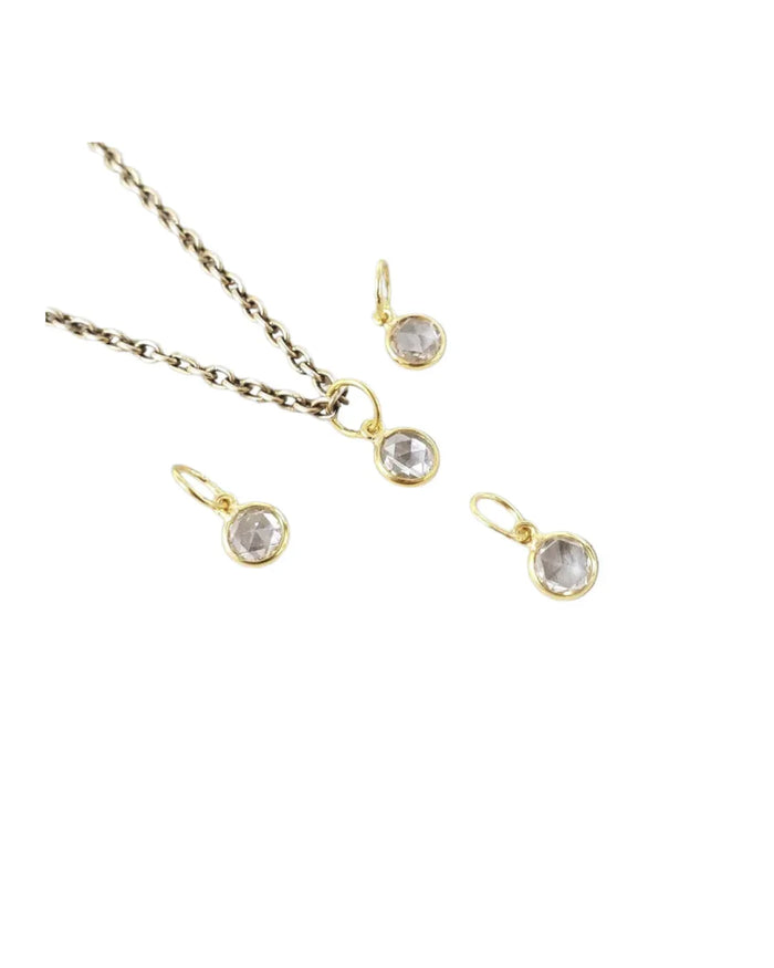 18k Solid Gold Rose Cut Diamond Charm