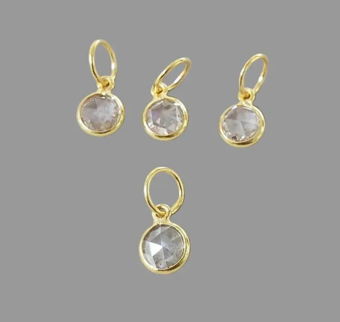 18k Solid Gold Rose Cut Diamond Charm