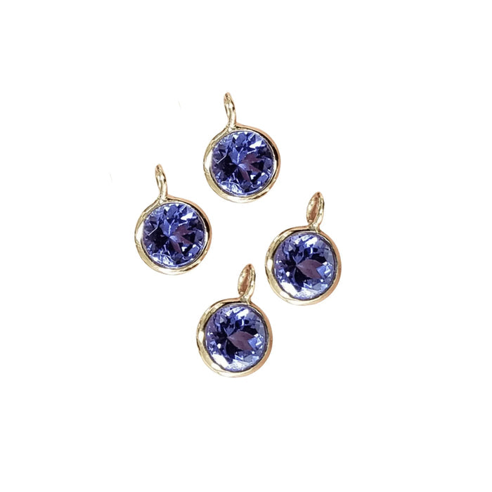 18k Yellow Gold Tanzanite Charm Pendant Round Elegant - K Jewelry Accessories