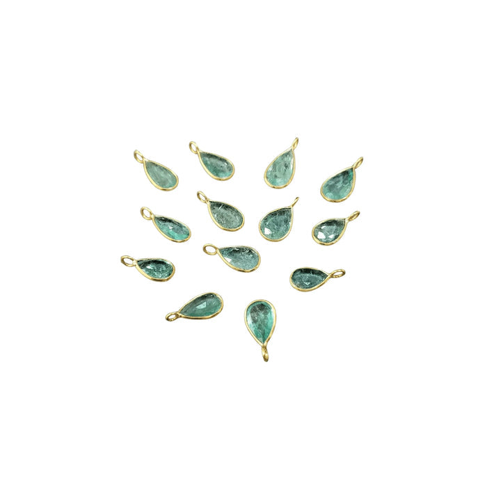 18k Yellow Gold Zambian Emerald Charm Pear Shape - K Jewelry Accessories