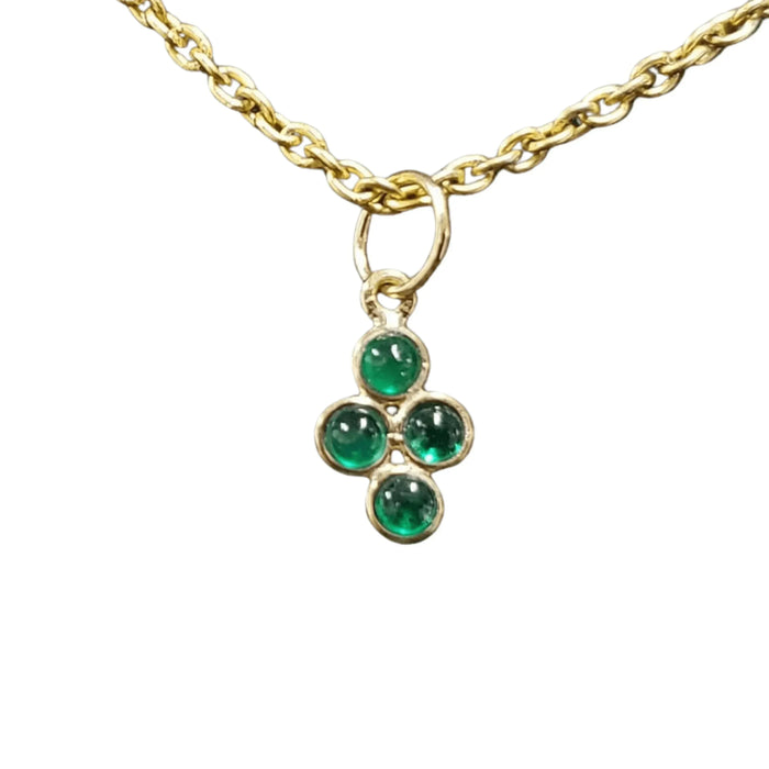 18k Zambian Gold Emerald Pendant 4 stone Charm - K Jewelry Accessories