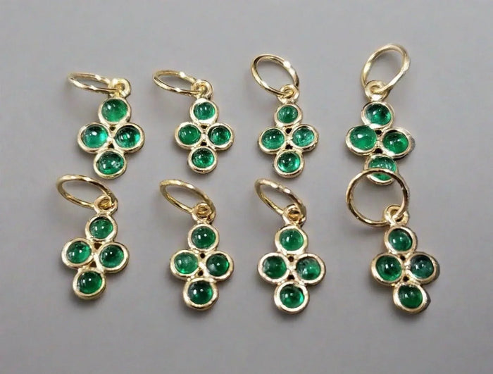 18k Zambian Gold Emerald Pendant 4 stone Charm - K Jewelry Accessories