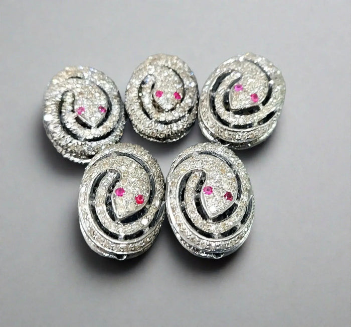 19 mm 925 Silver Diamond Beads Snake Shape Spacer - K Jewelry Accessories