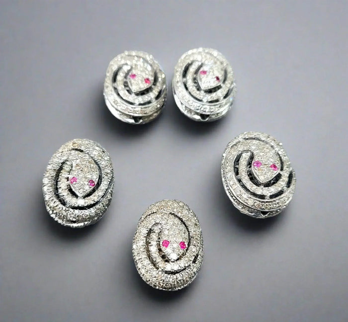 19 mm 925 Silver Diamond Beads Snake Shape Spacer - K Jewelry Accessories