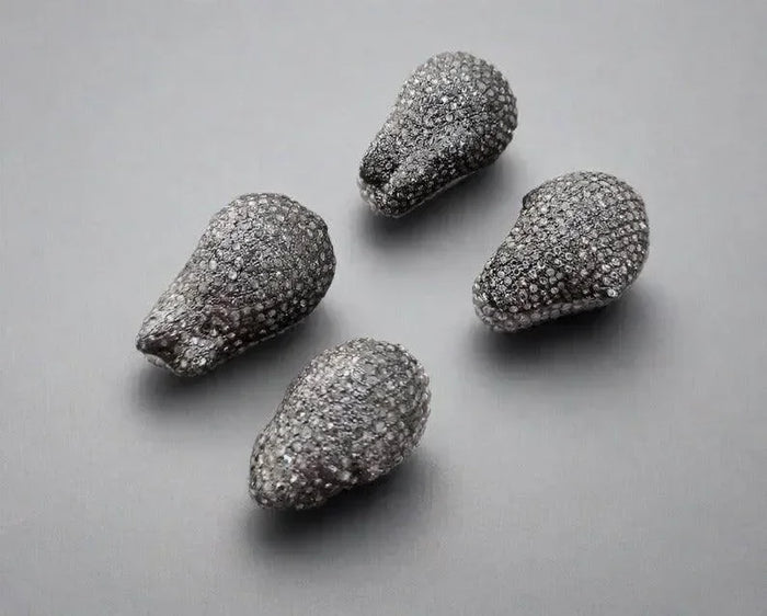 20 mm 925 Silver Nugget Pave Diamond Beads - K Jewelry Accessories