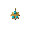 3 Stone Gold Vermeil Turquoise Floral Charm - K Jewelry Accessories