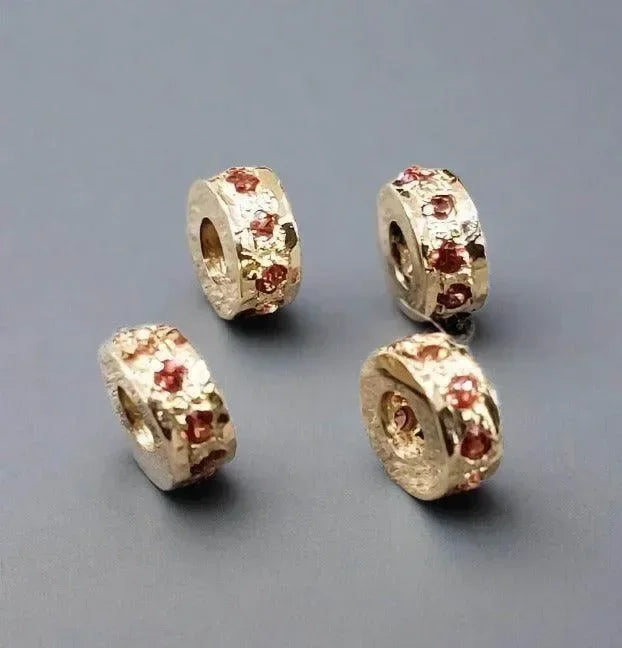 4 mm 14k rondelle spacer beads Gold Round Orange Sapphire - K Jewelry Accessories