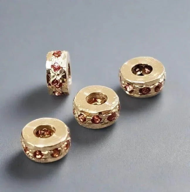 4 mm 14k rondelle spacer beads Gold Round Orange Sapphire - K Jewelry Accessories