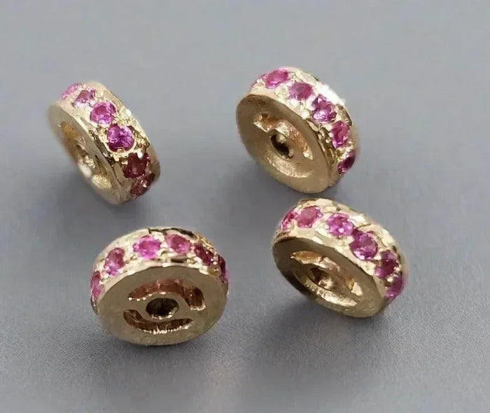 4 mm 14K Ruby Rondelle beads gold spacer - K Jewelry Accessories