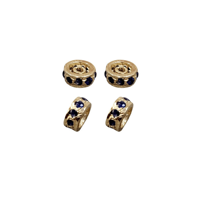5 mm Blue Sapphire 14k Gold Spacer Beads Rondelle - K Jewelry Accessories