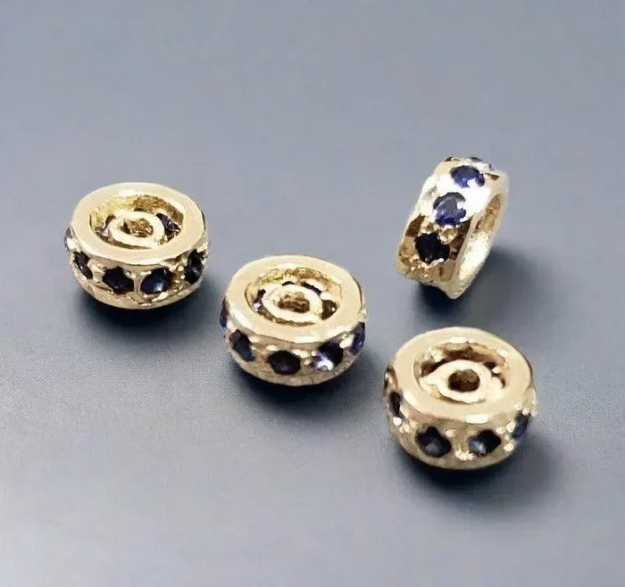5 mm Blue Sapphire 14k Gold Spacer Beads Rondelle - K Jewelry Accessories