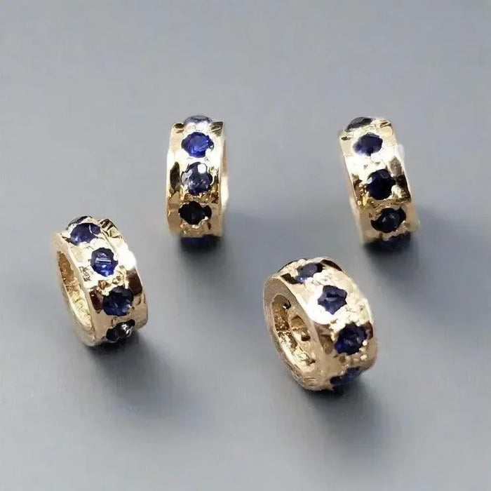 5 mm Blue Sapphire 14k Gold Spacer Beads Rondelle - K Jewelry Accessories