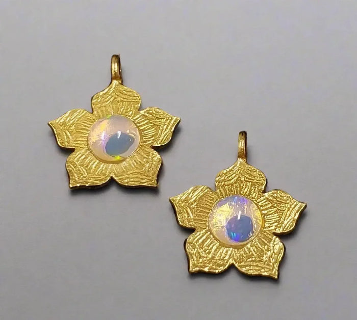 5 MM Round Dainty Gold Vermeil Opal Charms - K Jewelry Accessories
