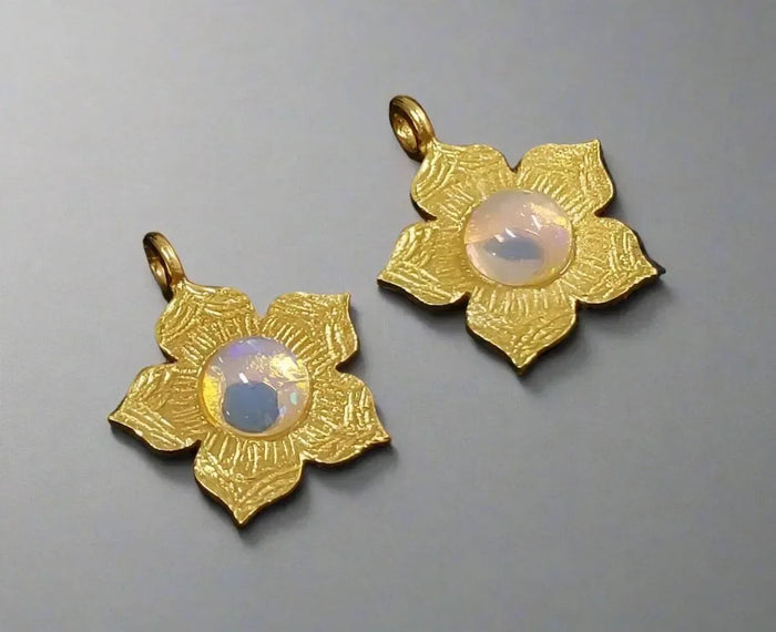 5 MM Round Dainty Gold Vermeil Opal Charms - K Jewelry Accessories