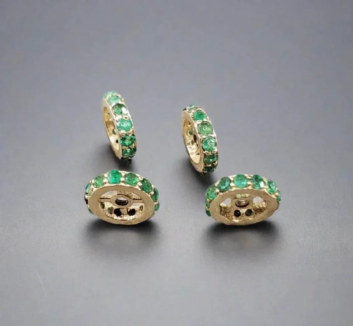 7 mm 14k Gold rondelle emerald beads gold - K Jewelry Accessories