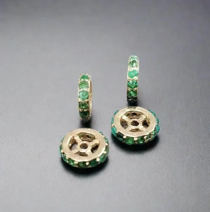7 mm 14k Gold rondelle emerald beads gold - K Jewelry Accessories