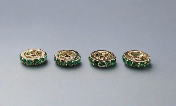 7 mm 14k Gold rondelle emerald beads gold - K Jewelry Accessories