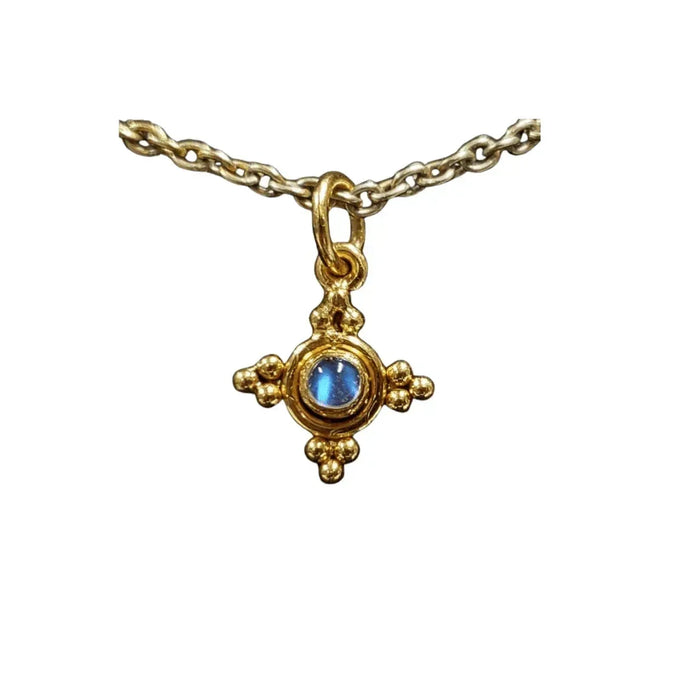 925 Gold Rainbow Moonstone Vermeil Pendant Round - K Jewelry Accessories