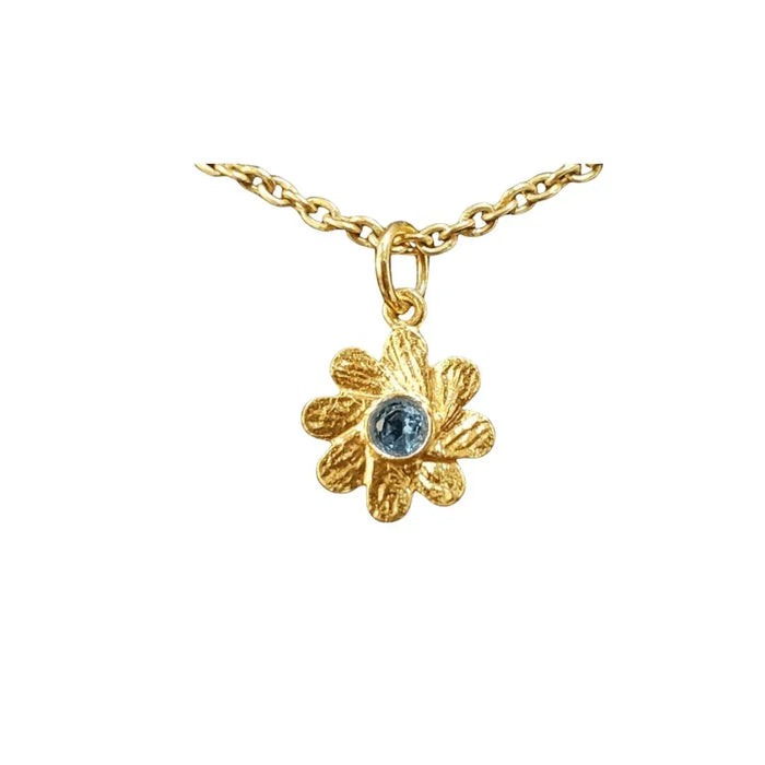 925 Gold Vermeil Blue Topaz Pendant - Flower Charm Jewelry - K Jewelry Accessories